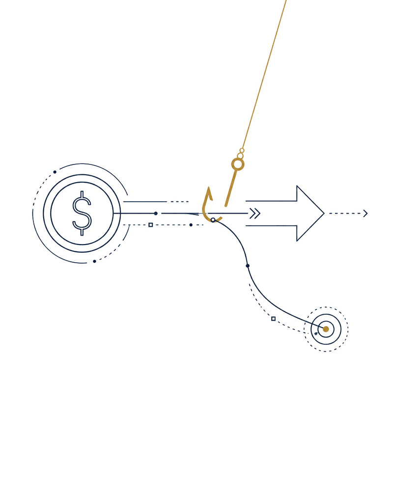 A wire transfer diverted off course by a fraudster's hook